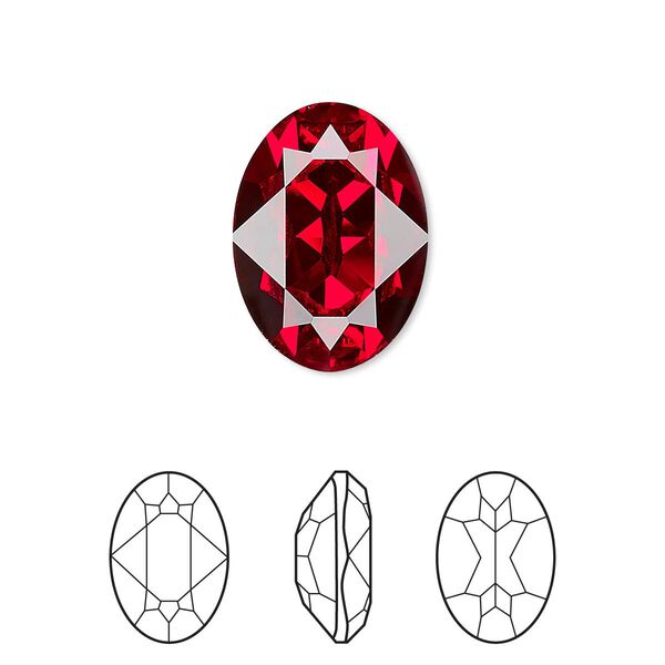 Fancy stone 1pk Siam foil back, Crystal Passions® 18x13mm oval 4120 image number 0