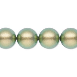 Pearl 10pk iridescent green, Crystal Passions® 12mm round 5810
