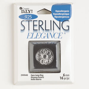 Jump ring 1pkg16, sterling silver, 6mm open round, 4.6mm inside diameter, 21 gauge.