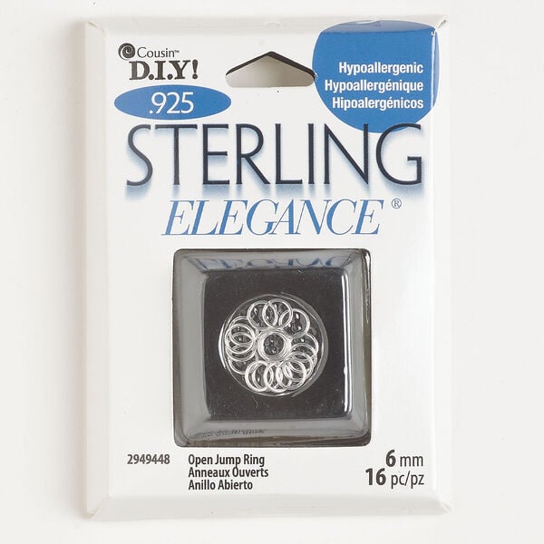 Jump ring 1pkg16, sterling silver, 6mm open round, 4.6mm inside diameter, 21 gauge. image number 0