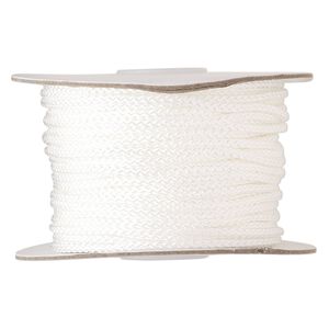 Cord, nylon, white, 3mm round. Sold per 100-foot spool.
