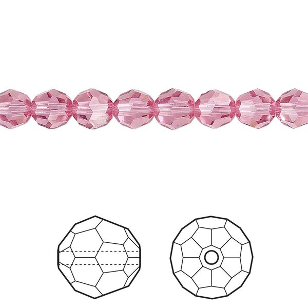 Bead 12pk rose, Crystal Passions® 6mm round 5000 image number 0