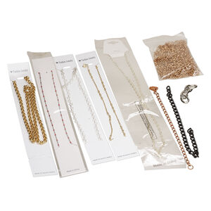 Mystery Grab Bag, jewelry-making chain 1pkg1 mixed finishes and metals, 0.4-3.5mm mixed shapes / lengths.