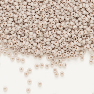 Seed bead, Preciosa Ornela Czech glass, 1pkg500g, 2.0-2.2mm rocaille, opaque matte terra dyed taupe rose chalkwhite (06473)
