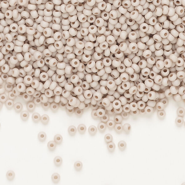 Seed bead, Preciosa Ornela Czech glass, 1pkg500g, 2.0-2.2mm rocaille, opaque matte terra dyed taupe rose chalkwhite (06473) image number 0