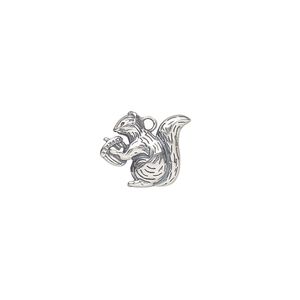 Charm, antiqued sterling silver, 14x11mm squirrel and nut. Sold individually.