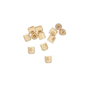 Crimp, Screw-Tite Crimps™, gold-plated copper, 3.5mm barrel, for wire up to 0.024 inches. Sold per pkg of 12.