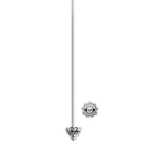 Head pin, antiqued sterling silver, 2 inches with 4mm beaded round, 21 gauge. Sold per pkg of 2.