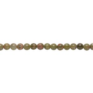 Unakite 1pkg1, round bead natural 15.5-16 inch 3mm
