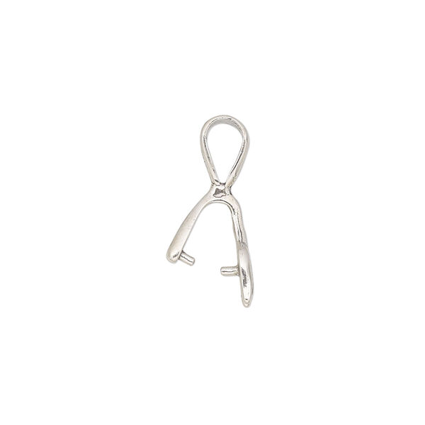 Bail, ice-pick, antiqued sterling silver, 11x6mm double leaf, 6mm grip length. Sold individually. image number 1