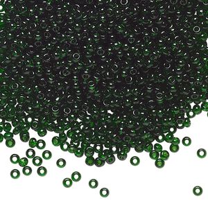 Seed bead, Preciosa Ornela Czech glass, pkg/50g, #11 rocaille, transparent medium green, (50060).