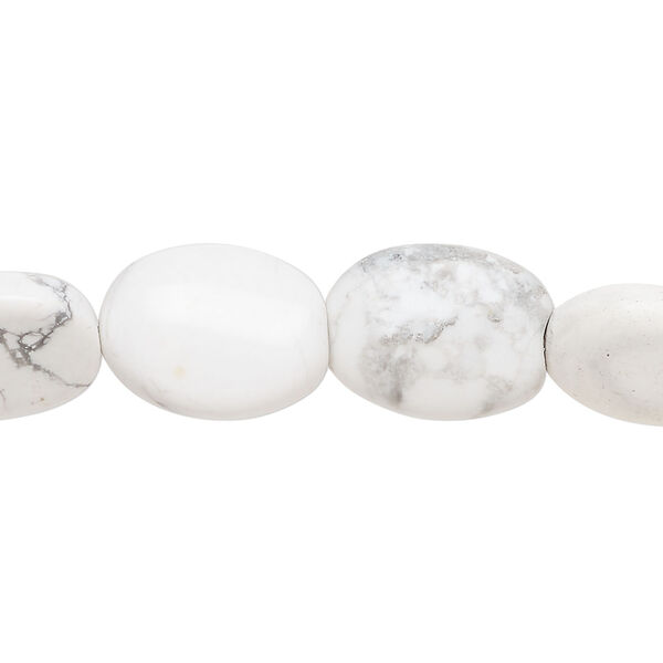 Howlite 1pkg1, puffed oval bead natural, 15 inch 15x11mm-16x12mm image number 0
