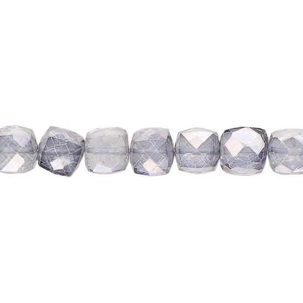 Quartz crystal 1pkg1, hand-cut faceted cube bead 7 inch 7x6mm-8x7mm image number 0