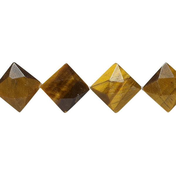 Bead, tigereye (natural), 11x11mm faceted flat diamond, B grade, Mohs hardness 7. Sold per 15" to 16" strand. image number 0
