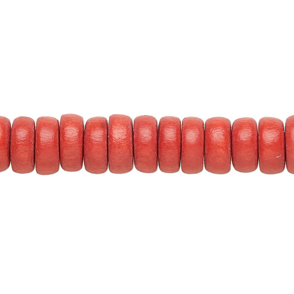 Bead, Taiwanese cheesewood (dyed / waxed), dark orange, 8x4mm rondelle. Sold per pkg of (2) 15-1/2" to 16" strands. image number 0