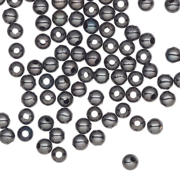 Bead, gunmetal-plated steel, 4mm round. Sold per pkg of 500. image number 0