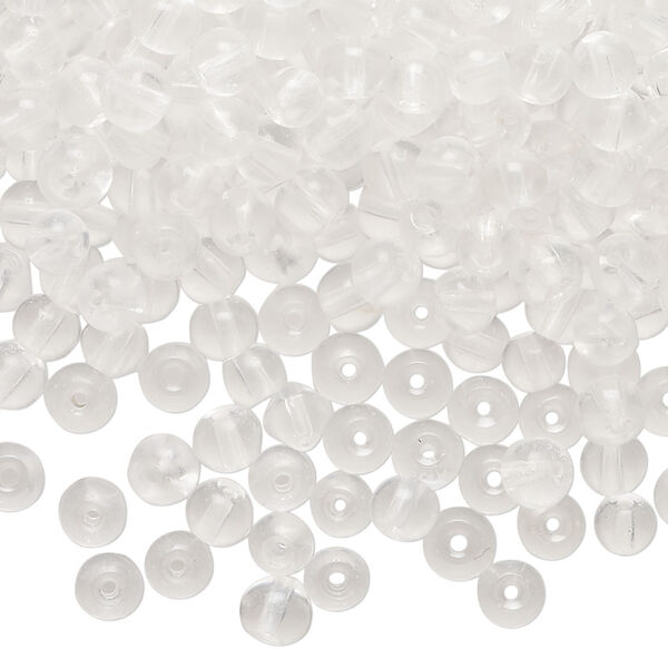 Bead, glass 1pkg1, clear, 4mm round, 4 ounces. image number 0