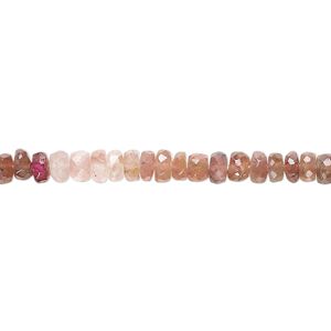 Pink tourmaline 1pkg1, hand-cut faceted rondelle bead natural 15.5-16 inch 3x2mm-5x3mm