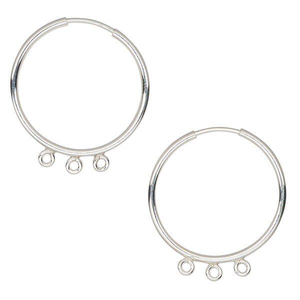 Earring hoop 1pkg2 sterling silver, 20mm / endless / 3 closed bottom loop, 21 gauge 1 pair image number 0