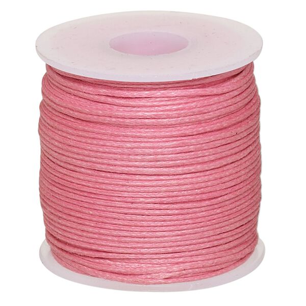 Cord, waxed cotton, light pink, 0.5mm. Sold per 25-meter spool. image number 0