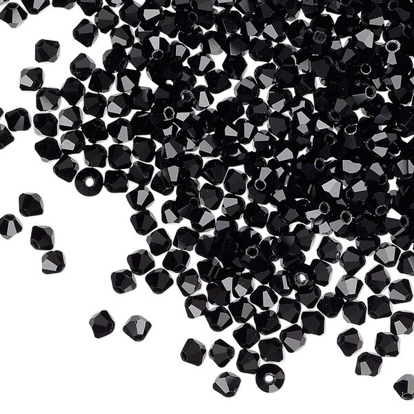 Bead 144pk jet, Preciosa Czech crystal 3mm bicone image number 0