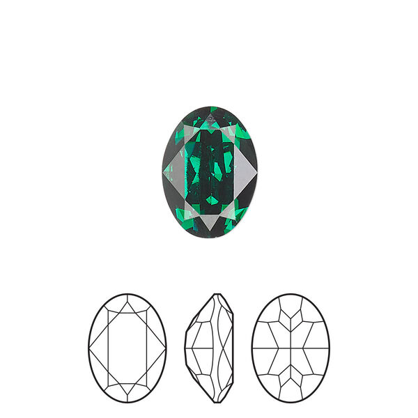 Fancy stone 144pk emerald foil back, Preciosa MAXIMA Czech crystal rhinestone 14x10mm oval image number 0