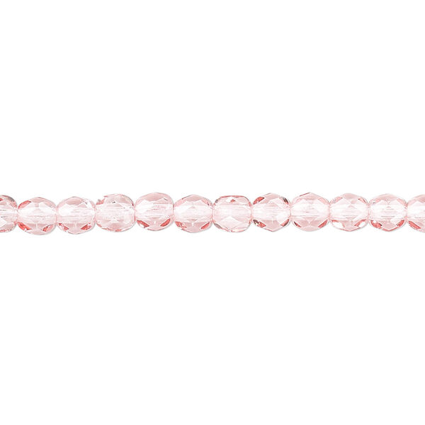 Bead, Czech fire-polished dipped décor glass, pink, 4mm faceted round. Sold per 15-1/2" to 16" strand, approximately 100 beads. image number 0