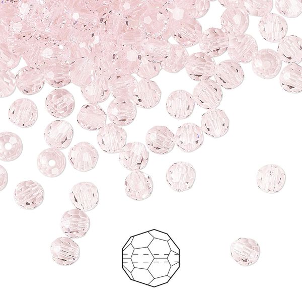 Bead 144pk pink sapphire, Preciosa Czech crystal 4mm round image number 0