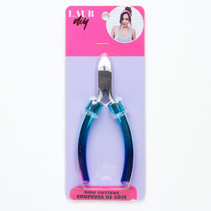 Pliers side-cutter 1pkg1, acrylic and antique silver-finished steel, 5 inches.