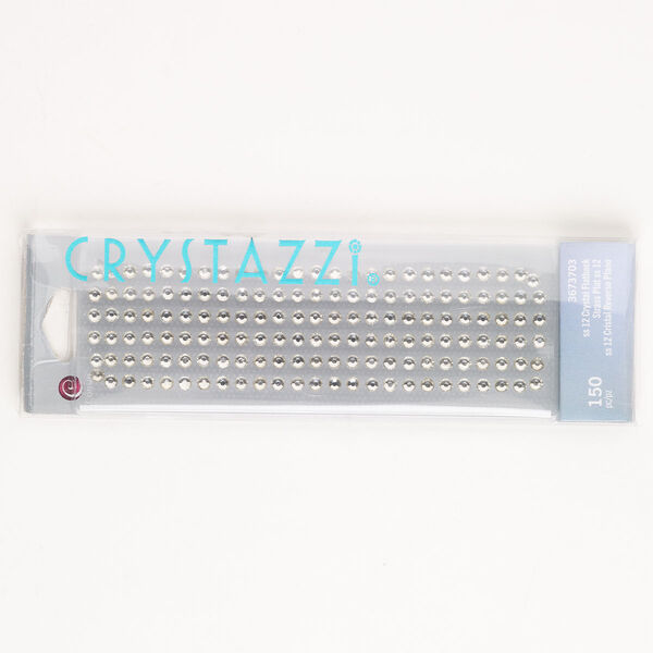 Flat back, crystal, pkg/150, crystal clear, 3.0-3.2mm stick-on round, SS12. image number 0