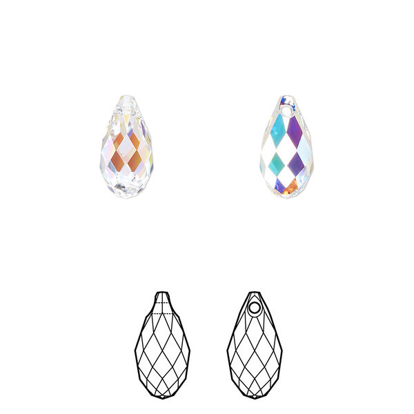 Briolette 2pk crystal AB, Crystal Passions® 11x5.5mm pendant drop 6010 image number 0