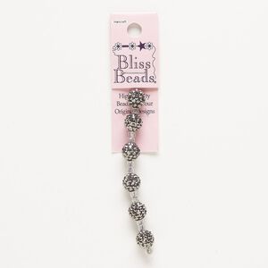 Bead, glass, opaque grey, 10mm pavé round. Sold per pkg of 6.