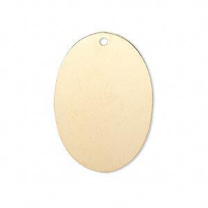 Focal, gold-finished brass, 30x20mm double-sided top-drilled oval. Sold per pkg of 6.