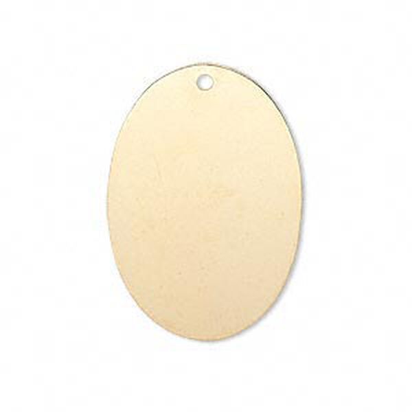 Focal, gold-finished brass, 30x20mm double-sided top-drilled oval. Sold per pkg of 6. image number 0
