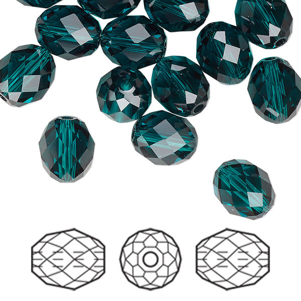 Bead 72pk emerald, Swarovski® 9.5x8mm olive briolette 5044 image number 0