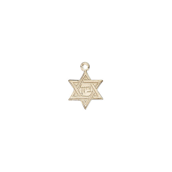 Drop, 14Kt gold-filled, 10x9mm Star of David. Sold individually. image number 0