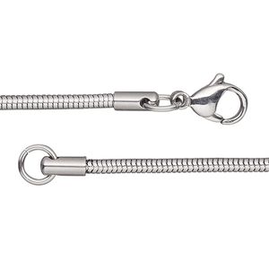 Chain, stainless steel, 2.4mm snake, 18 inches with lobster claw clasp. Sold individually.
