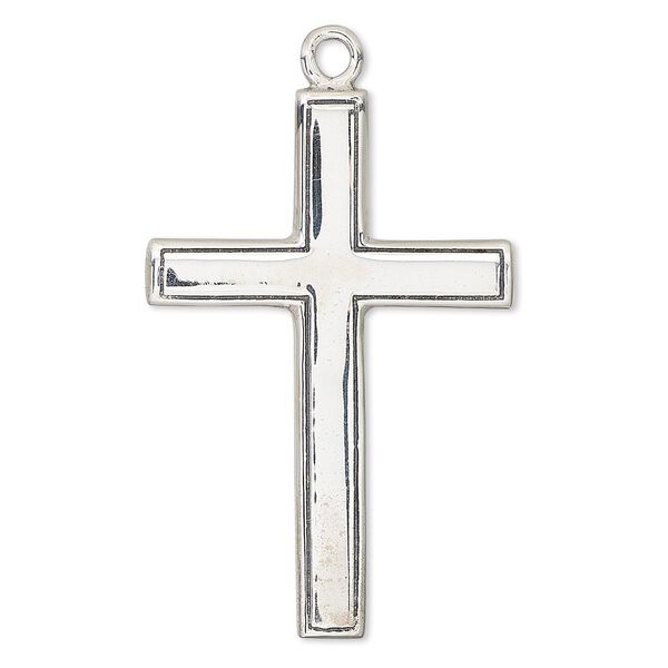 Focal, antiqued sterling silver, 38x26mm cross. Sold individually. image number 0