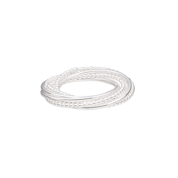 Ring, sterling silver, 4.5mm wide with beaded and smooth design with 7 interlocking rings, size 9. Sold individually. image number 0