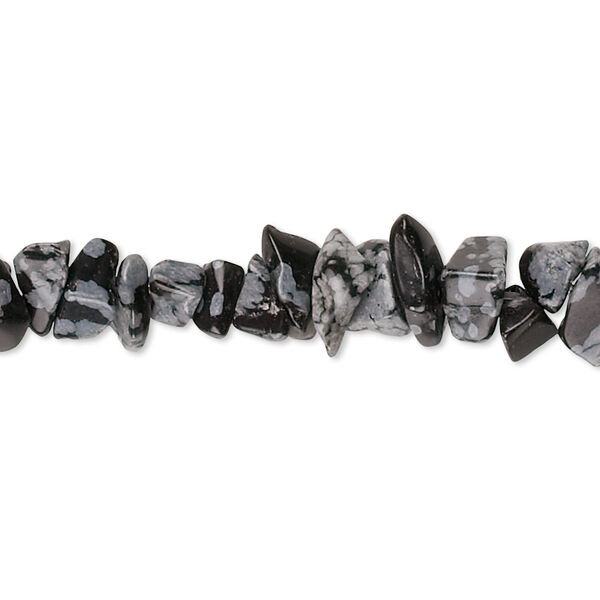 Snowflake obsidian 1pkg1, chip bead natural B grade, 32 inch medium image number 0