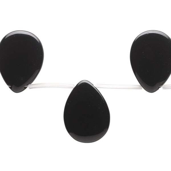 Black onyx 1pkg7, top-drilled teardrop bead 30x22mm image number 0
