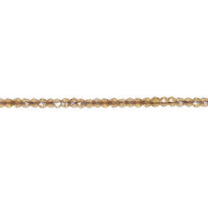 Glass 1pkg1, faceted round bead 14 inch transparent amber color AB 2mm