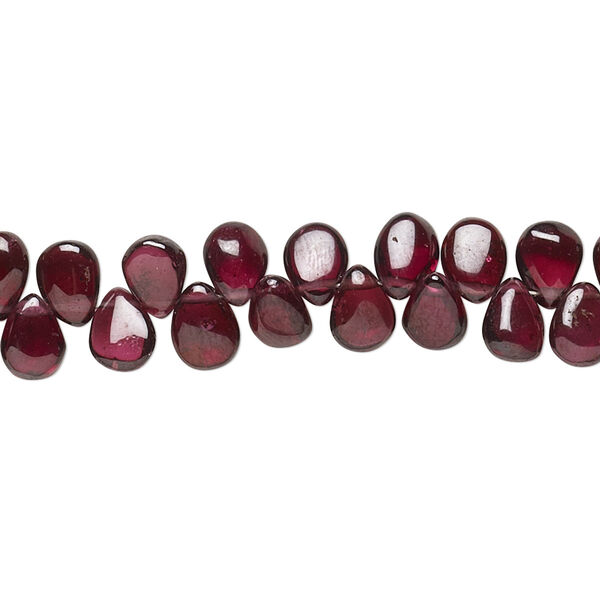 Bead, rhodolite garnet (natural), 6x4mm-8x5mm hand-cut top-drilled puffed teardrop with 0.4-1.4mm hole, B grade, Mohs hardness 7 to 7-1/2. Sold per 8-inch strand. image number 0
