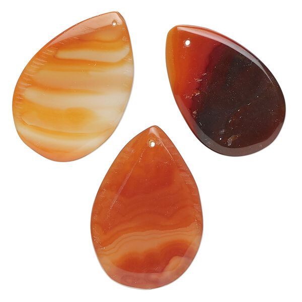 Red agate 1pkg3, teardrop focal 25x16mm-30x19mm image number 0