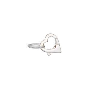 Clasp lobster claw 1pkg1 sterling silver, 11x9mm heart, 1-strand