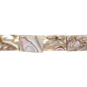 Bead, abalone shell (assembled), 12x8mm flat rectangle, Mohs hardness 3-1/2. Sold per 15-1/2" to 16" strand.