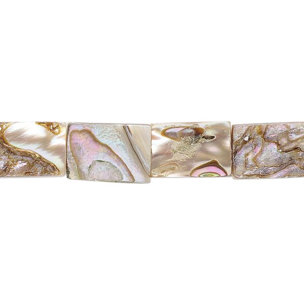 Bead, abalone shell (assembled), 12x8mm flat rectangle, Mohs hardness 3-1/2. Sold per 15-1/2" to 16" strand. image number 0