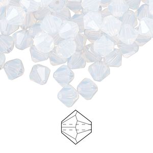 Bead 288pk white opal, Preciosa Czech crystal 6mm bicone