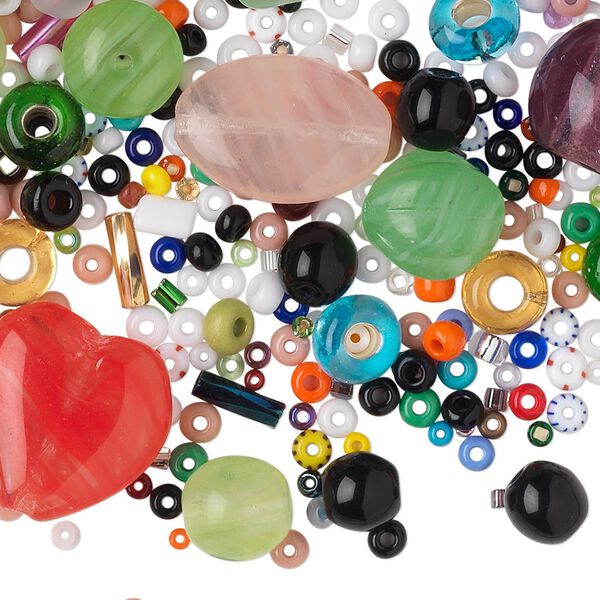 Bead mix, Czech pressed glass, mixed colors, 2-16mm mixed shapes. Sold per 100-gram pkg, approximately 250 beads. image number 0