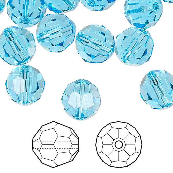 Bead 6pk aquamarine, Crystal Passions® 10mm round 5000 image number 0